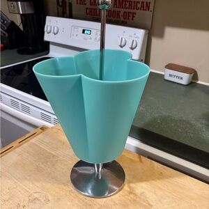 Aqua Flower Vase with Silver Base
